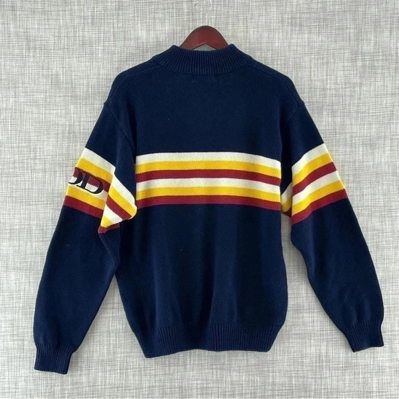 Vintage IZOD Navy Blue Embroidered Logo Mock neck pullover Men's M 8900/b - Picture 4 of 7